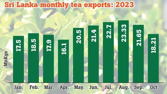 October tea exports down 4% YoY