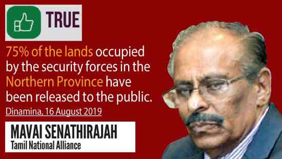 Senathirajah right on share military occupied lands released, but not just in the Northern Province