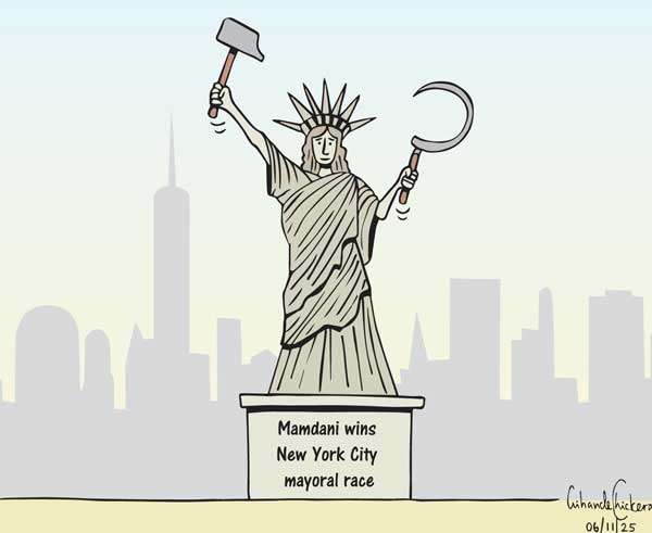 Cartoon of the Day 06-11-2025: When Liberty Holds a Hammer and Sickle - A Shift in the American Imagination