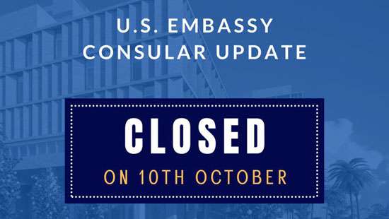 US Embassy in Colombo closed on Monday