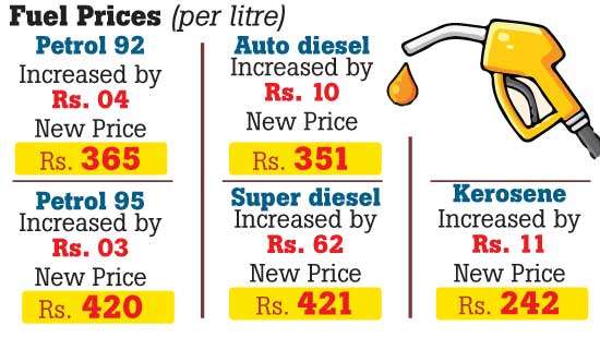 CEYPETCO increases fuel prices