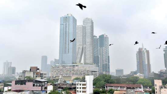 Colombo wrapped  in fog