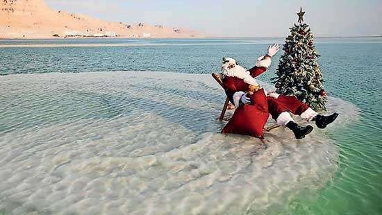 Santa Claus visits the Dead sea for tourism campaign