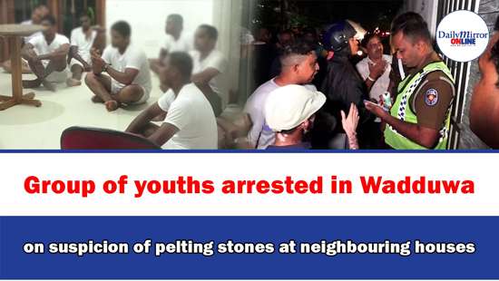 Group of youths arrested in Wadduwa on suspicion of pelting stones at neighbouring houses