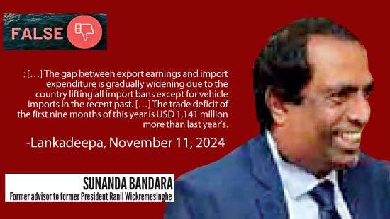 Sunanda Bandara bowls a wide on the widening trade deficit