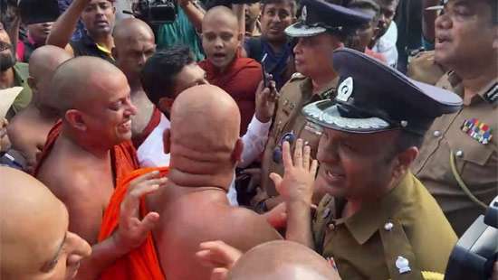 Tense situation near Parliament between Police and Buddhist monks