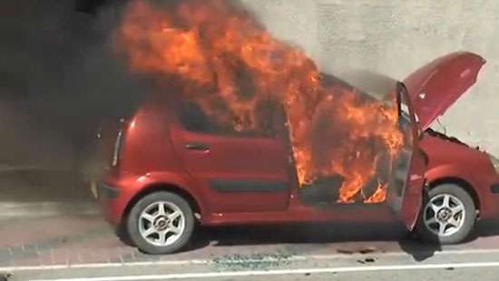 Car catches fire