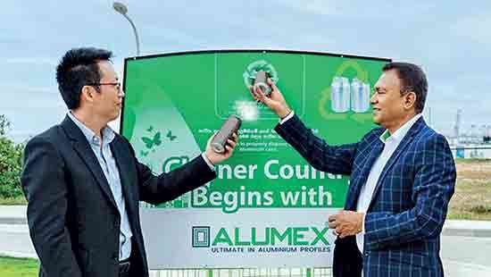 Alumex-Port City Colombo install used beverage can bins for a cleaner coastline