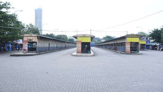 Colombo bus stands look deserted