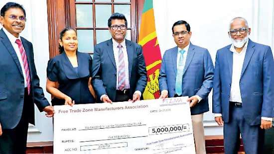FTZMA donates Rs. 5mn to Rebuilding Sri Lanka Fund