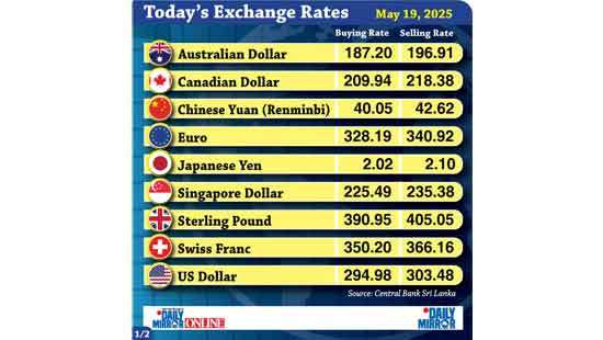 Today’s exchange rate - 19 May 2025