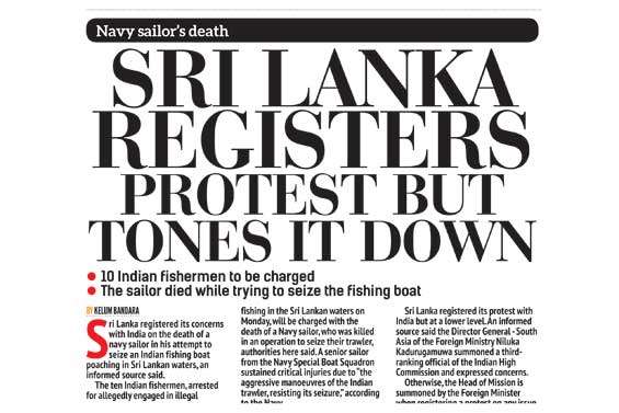 Navy sailor’s death Sri Lanka registers protest but tones it down
