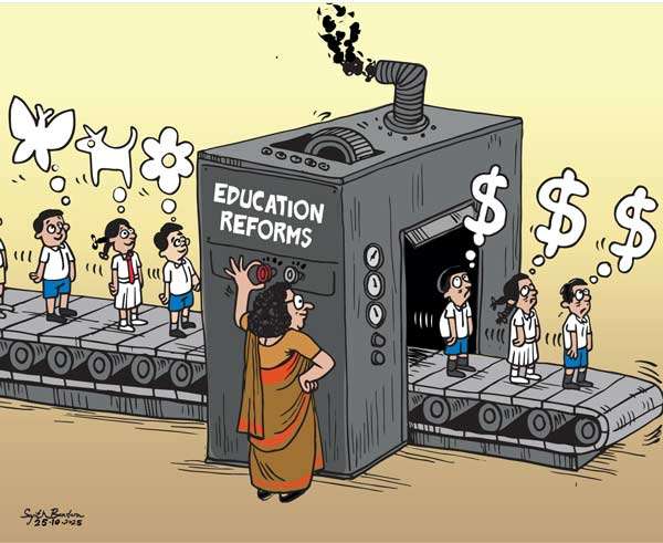 Cartoon of the Day 25-10-2025 - Factory of Minds: When Education Becomes an Assembly Line
