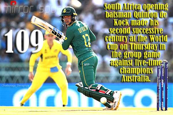 De Kock hits back-to-back hundreds at World Cup