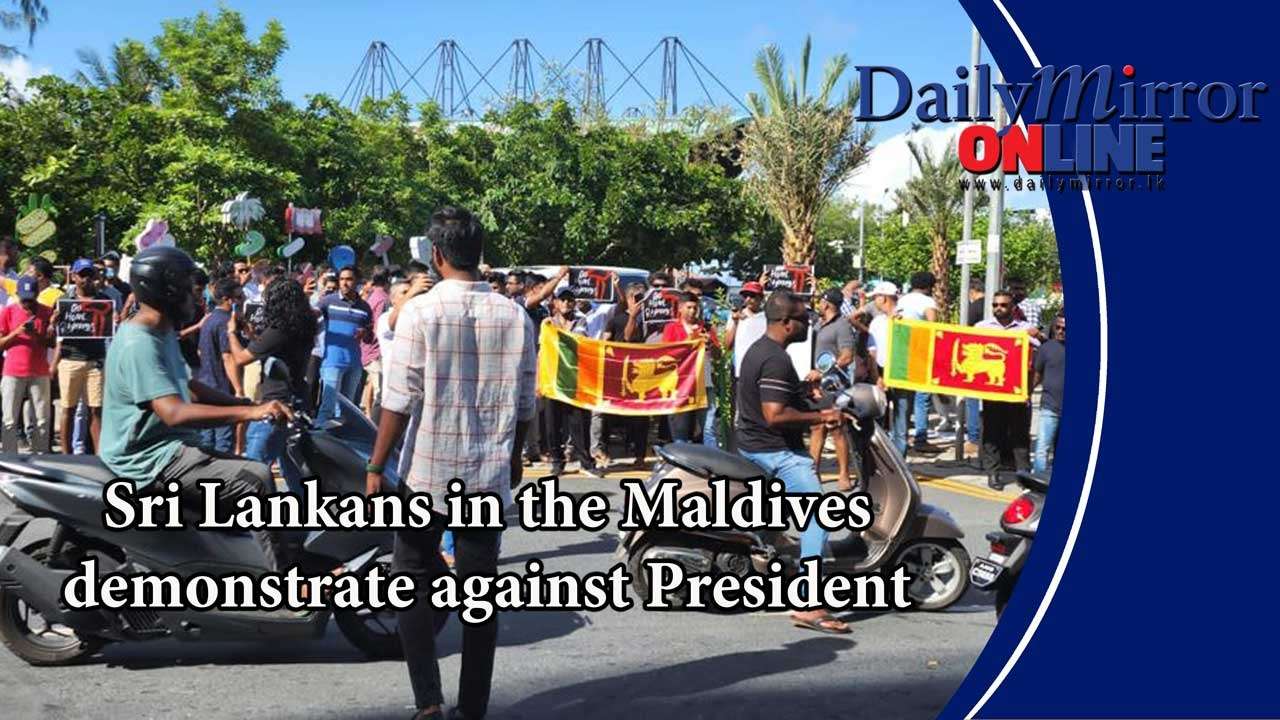 Sri Lankans in the Maldives demonstrate against President