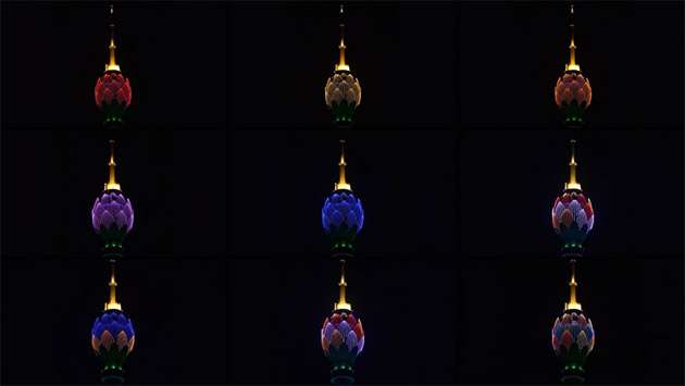 Lotus Tower lit for Vesak