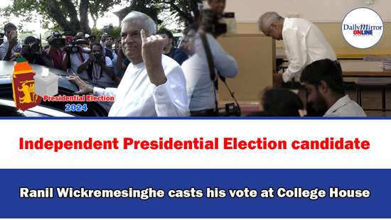 Independent Presidential Election candidate Ranil Wickremesinghe casts his vote at College House