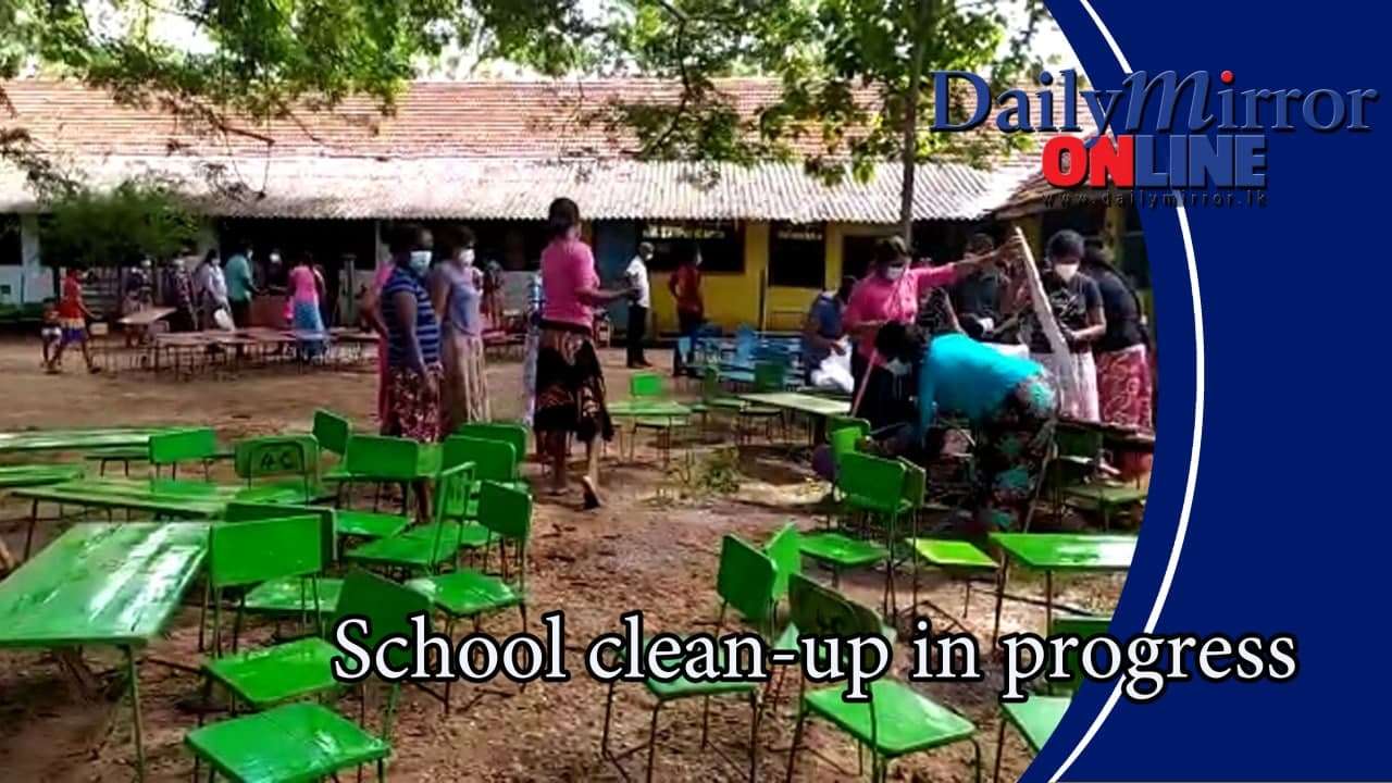 School clean-up in progress