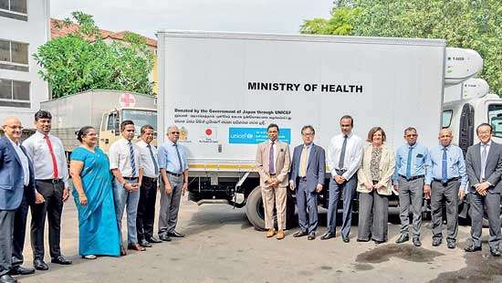 MOH receives refrigerated trucks from UNICEF supported by government of Japan to boost immunisation services in SL