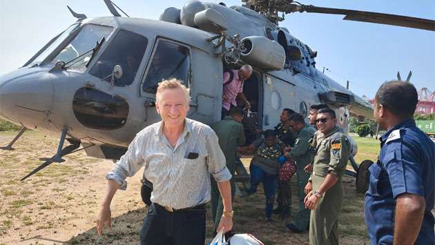 Indian Air Force MI 17 helicopters carry out rescue mission
