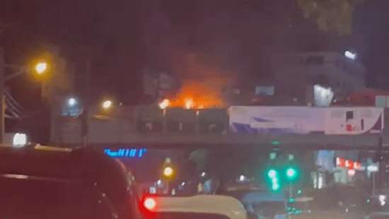 Two vehicles catch fire after head-on collision on Dehiwala flyover ...