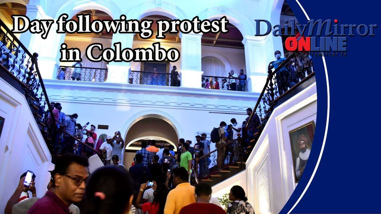 Day following protest in Colombo