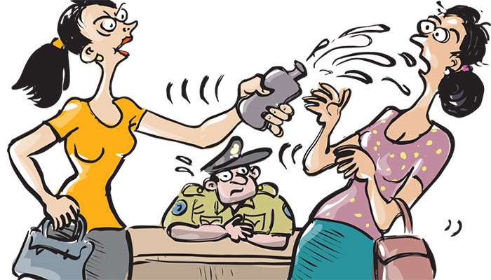 Dispute between wives of two sons ends in acid attack at police station
