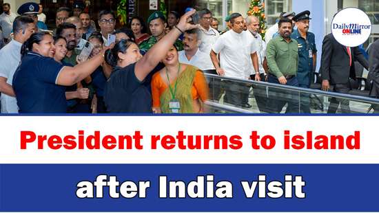 President returns to island after India visit