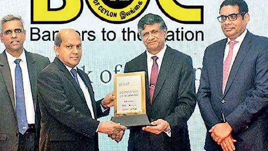 BOC recognized among Top 10 ‘Most Admired Companies in Sri Lanka for 2022’