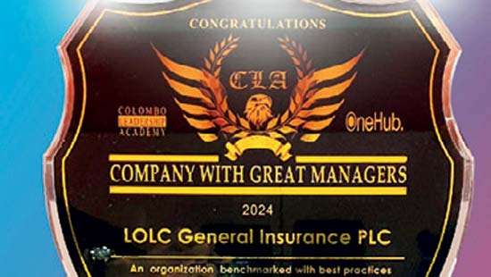 LOLC General Insurance honoured as a Company with Great Managers