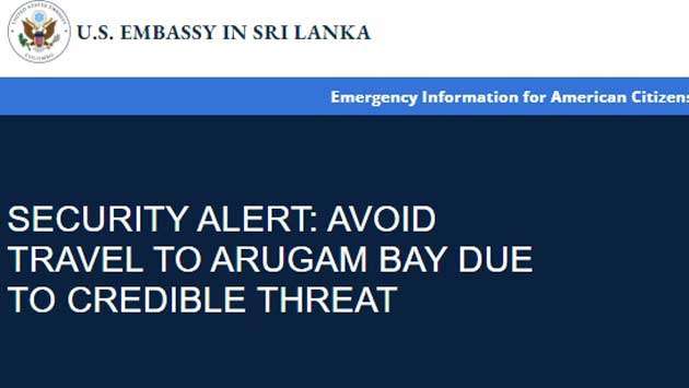 Sri Lanka requests U.S. to remove security alert on Arugam Bay