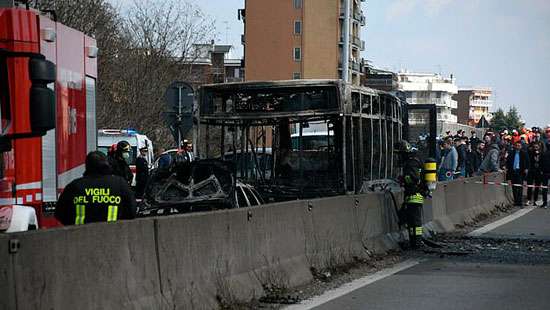 Italy school bus set ablaze with 51 children