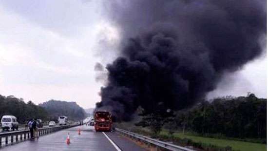Bus catches fire on the Southern expressway