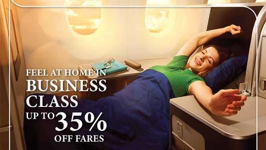 Feel at Home on Malaysia Airlines Business Class, now up to 35% off !