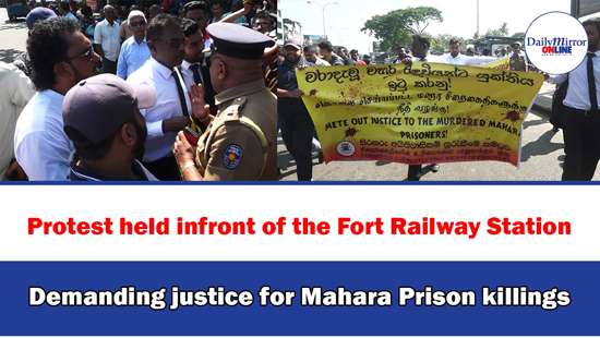 Protest held infront of the Fort Railway Station Demanding justice for Mahara Prison killings