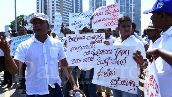 Taxi drivers in protest