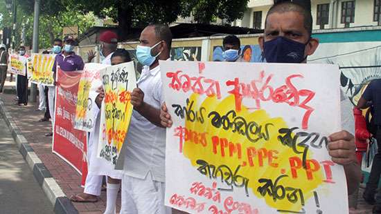 Ayurvedic employees in protest