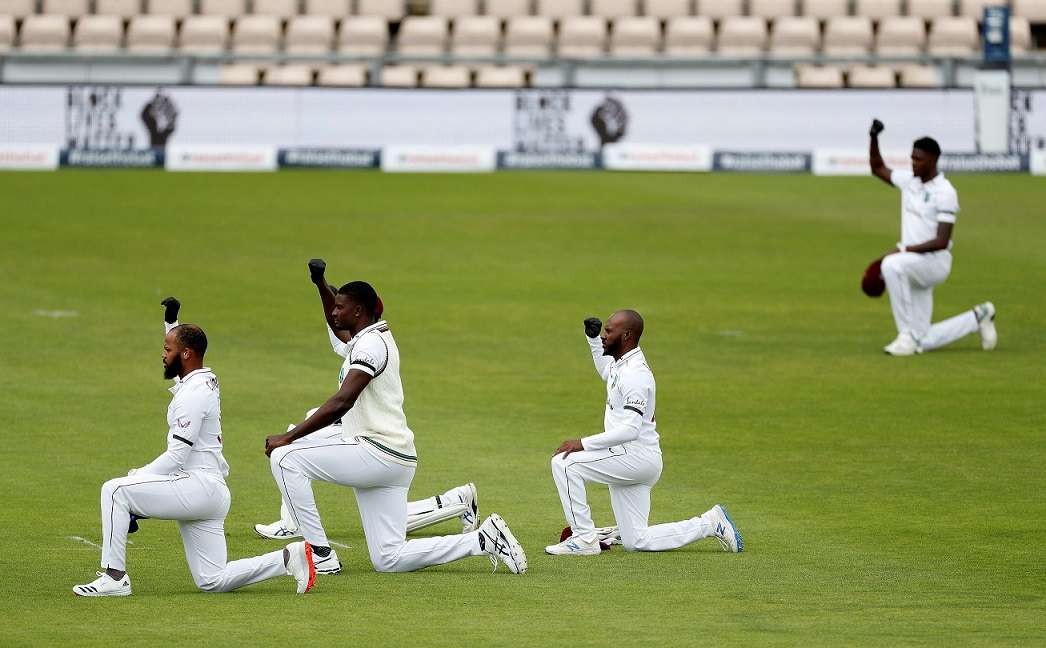 England, West Indies take a knee as rain clouds return of international cricket