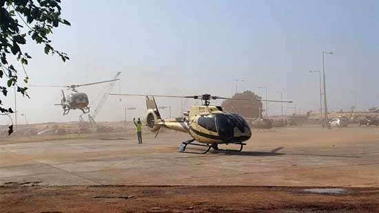 Private helicopters at Shangri-La car park