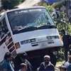 Bus plunges into stream near Gregory Lake