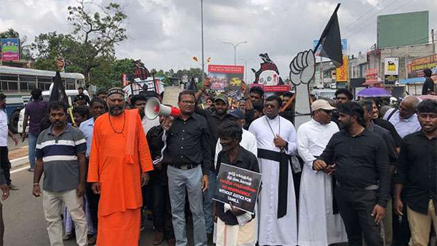 Kilinochchi families of the disappeared protest on Independence Day