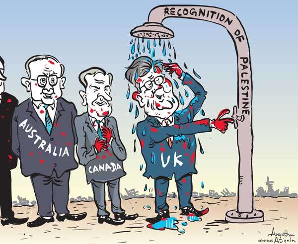 Cartoon of the Day 23 -09-2025: Washing Hands in Recognition - The Politics of Palestine