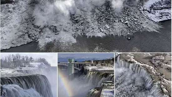 Niagara Falls nearly completely frozen