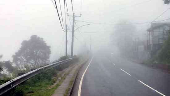 Heavy rain and thick mist in Central hills