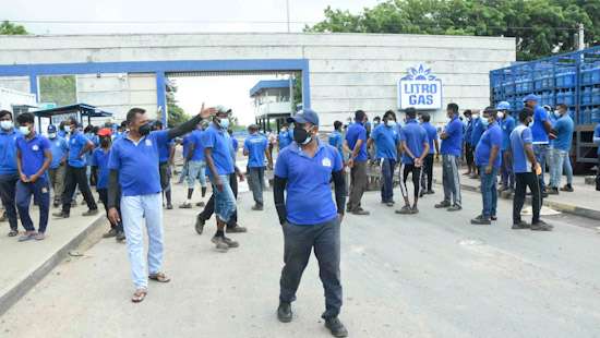 Gas cylinder trucks queue...