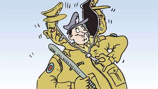 Men in khaki uniform must use humour