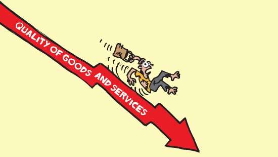Fading standards and the deteriorating quality of goods  and services