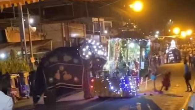 Elephant runs amok during Ruwanwella Esala perahera