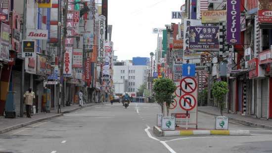 Colombo streets deserted