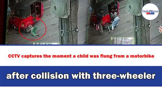 CCTV captures the moment a child was flung from a motorbike after collision with three-wheeler